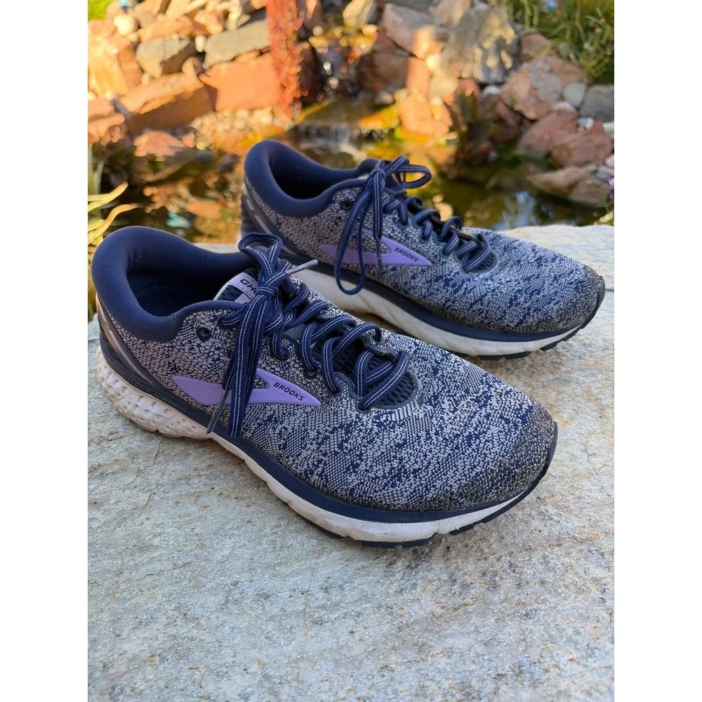 Brooks Ghost 11 Mens Running Shoes Navy Purple Mesh Sneakers 1202771B406 Size 11